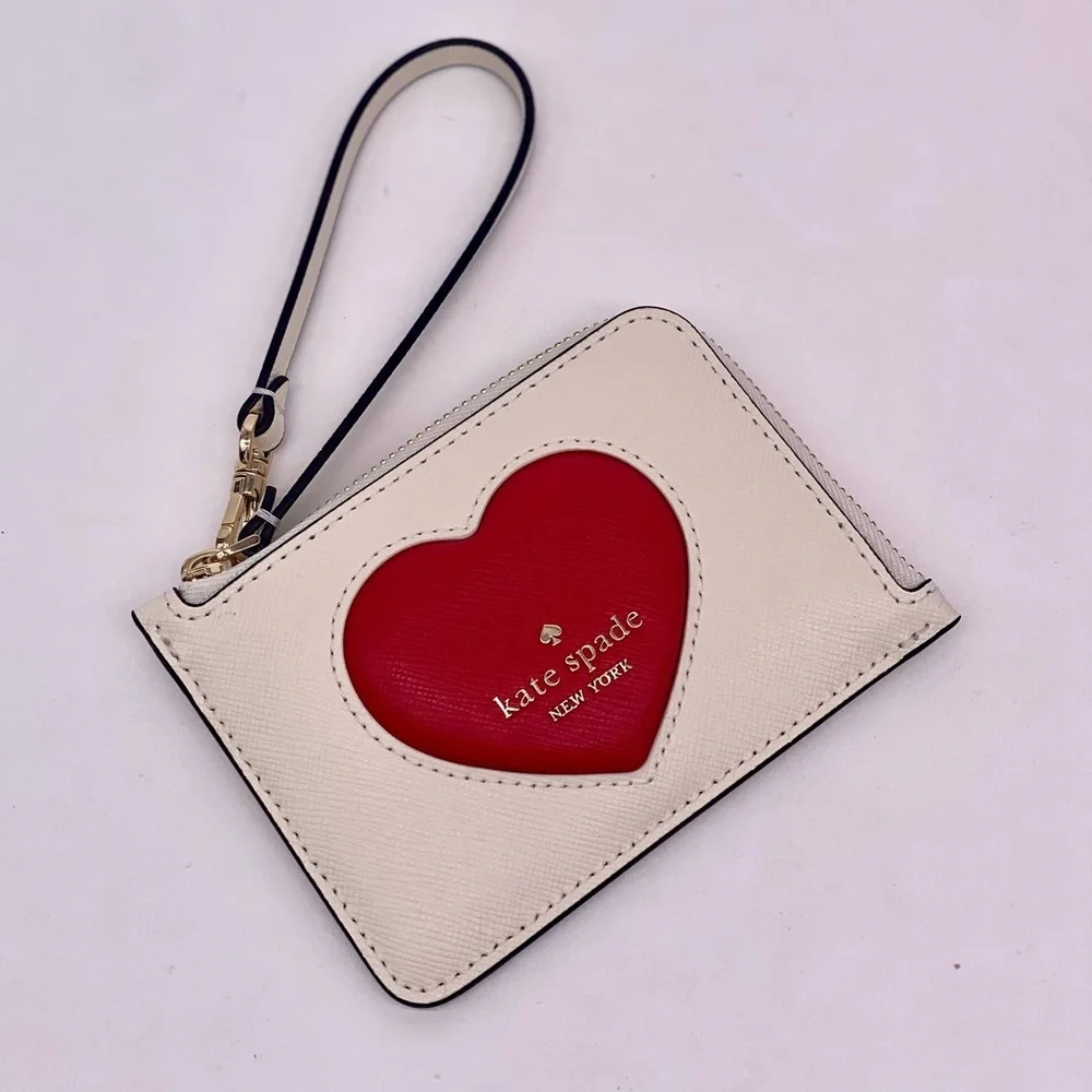 Kate Spade Madison Puffy Heart Small Card Holder Wristlet Wallet